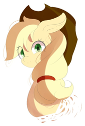 Size: 556x819 | Tagged: safe, artist:tohupo, applejack, earth pony, pony, bust, cute, eye clipping through hair, female, jackabetes, looking at you, mare, portrait, simple background, solo, white background