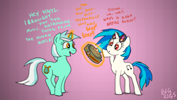 Size: 1366x768 | Tagged: safe, artist:bigrigs, derpibooru exclusive, dj pon-3, lyra heartstrings, vinyl scratch, pony, unicorn, bomb, comic, cutie mark, female, glowing horn, hooves, horn, landmine, levitation, magic, mare, mine, open mouth, red eyes, smiling, sunglasses, telekinesis, this will end in death, weapon