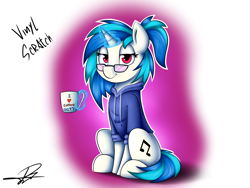 Size: 1600x1200 | Tagged: safe, artist:supermoix, dj pon-3, vinyl scratch, pony, unicorn, beautiful, clothes, cute, glasses, hoodie, simple background, solo, vinylbetes, wrong eye color