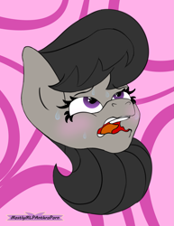 Size: 1671x2160 | Tagged: safe, artist:pdude, octavia melody, anthro, ahegao, blushing, bust, disembodied head, female, open mouth, portrait, sketch, solo, sweat, wavy mouth