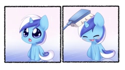 Size: 1494x838 | Tagged: safe, artist:solar-slash, minuette, pony, unicorn, brushie, chibi, comic, female, mare, solo