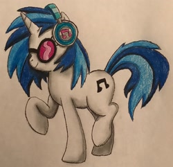 Size: 2372x2283 | Tagged: safe, artist:bozzerkazooers, dj pon-3, vinyl scratch, pony, unicorn, female, mare, solo, sunglasses, traditional art