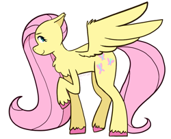 Size: 877x711 | Tagged: safe, artist:art-tart-taffyness, fluttershy, pegasus, pony, chest fluff, colored hooves, cute, ear fluff, female, mare, profile, shyabetes, simple background, solo, unshorn fetlocks, white background, wing fluff