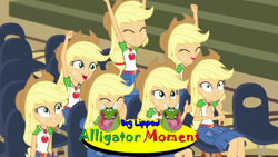 Size: 1280x720 | Tagged: safe, edit, edited screencap, editor:sonic ranger, screencap, applejack, better together, equestria girls, fluttershy's butterflies, fluttershy's butterflies: applejack, applejack audience, big lipped alligator moment, multeity, nostalgia critic, op is wrong