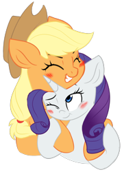 Size: 1280x1767 | Tagged: safe, artist:chub-wub, applejack, rarity, earth pony, pony, unicorn, blushing, cute, eyes closed, female, hug, jackabetes, lesbian, love, raribetes, rarijack, shipping, simple background, transparent background