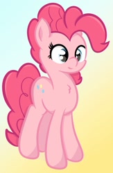 Size: 836x1280 | Tagged: safe, artist:badponyvectors, pinkie pie, earth pony, pony, chest fluff, female, gradient background, mare, smiling, solo