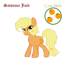 Size: 2000x2000 | Tagged: safe, artist:sodadoodle, applejack, earth pony, pony, alternate universe, cutie mark, female, food, freckles, hair tie, high res, mare, orange, reference sheet, satsuma jack, simple background, solo, transparent background