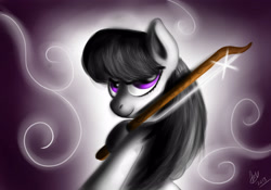 Size: 3000x2100 | Tagged: safe, artist:vet2b, octavia melody, earth pony, pony, black background, bow (instrument), simple background