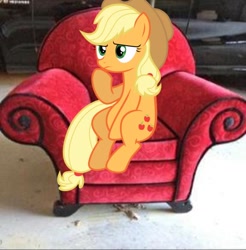 Size: 576x586 | Tagged: safe, artist:iluvkoekjes, edit, applejack, blue's clues, irl, photo, photo manipulation, ponies in real life, solo, thinking chair, vector