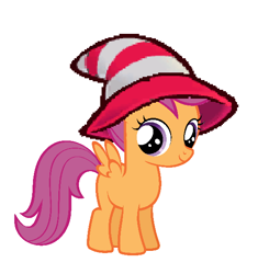 Size: 556x592 | Tagged: safe, scootaloo, pony, hat, paper mario: the thousand year door, simple background, solo, white background, witch hat