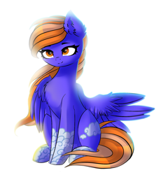 Size: 1292x1402 | Tagged: safe, artist:likelike1, oc, oc only, oc:sunset cloud, pegasus, pony, female, mare, simple background, sitting, solo, white background