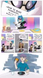 Size: 2500x4542 | Tagged: safe, artist:1nkvisitor, dj pon-3, maud pie, octavia melody, vinyl scratch, human, comic, grammar error, humanized, misspelling, record, wat