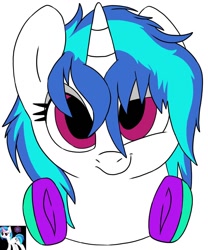 Size: 1066x1280 | Tagged: safe, artist:pokemonfan111, dj pon-3, vinyl scratch, pony, unicorn, bust, headphones, looking at you, smiling, solo