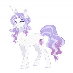 Size: 1800x1800 | Tagged: safe, artist:kraytt-05, oc, oc only, oc:parfum de lavanda, pony, unicorn, colored pupils, female, looking at you, mare, offspring, parent:fancypants, parent:fleur-de-lis, parents:fancyfleur, simple background, smiling, solo, white background