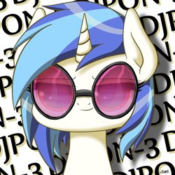 Size: 2000x2000 | Tagged: safe, artist:phoenixrk49, dj pon-3, vinyl scratch, pony, unicorn, bust, female, glasses, looking at you, mare, portrait, smiling, solo, sunglasses