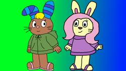 Size: 1366x768 | Tagged: safe, artist:ianpony98, fluttershy, oc, oc:floris, pony, adventures of the little koala, bunnyshy, clothes, female, hoodie, male, sandals, sandalshy, shipping, straight, style emulation, sweater, sweatershy