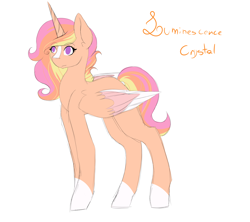 Size: 4500x4000 | Tagged: safe, artist:mah521, oc, oc only, oc:luminescence crystal, alicorn, pony, absurd resolution, alicorn oc, blaze (coat marking), colored wings, female, mare, multicolored wings, offspring, parent:princess cadance, parent:sunburst, parents:sundence, simple background, socks (coat marking), solo, white background