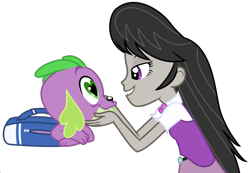 Size: 1607x1114 | Tagged: safe, octavia melody, spike, dog, equestria girls, affection, caress, female, male, shipping, spike the dog, spikelove, spiketavia, straight