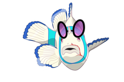 Size: 638x424 | Tagged: safe, artist:bradleyeighth, dj pon-3, vinyl scratch, fish, unicorn, blood, clownfish, fishified, nosebleed, not salmon, open mouth, salmon yet not salmon, simple background, solo, species swap, transparent background, vector, wat