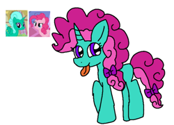 Size: 520x374 | Tagged: safe, artist:徐詩珮, glitter drops, pinkie pie, alicorn, pony, unicorn, my little pony: the movie, glittercorn, glitterpie, magical lesbian spawn, next generation, offspring, parent:glitter drops, parent:pinkie pie, parents:glitterpie, shipping, smiling, tongue out