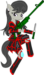 Size: 1028x1766 | Tagged: safe, alternate version, artist:avchonline, octavia melody, anthro, earth pony, unguligrade anthro, armor, crossover, female, gun, knife, simple background, solo, starcraft 2, transparent background, weapon