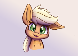 Size: 2800x2000 | Tagged: safe, artist:heir-of-rick, applejack, earth pony, pony, daily apple pony, bust, chest fluff, gradient background, hidden cane, looking at you, solo