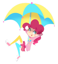 Size: 667x737 | Tagged: safe, artist:habijob, pinkie pie, human, converse, humanized, shoes, simple background, sneakers, solo, transparent background, umbrella