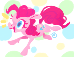 Size: 905x705 | Tagged: safe, artist:janegumball, pinkie pie, earth pony, pony, abstract background, colored eyelashes, cutout, doodle, female, happy, leaping, lineless, mare, open mouth, smiling, solo, thrilled