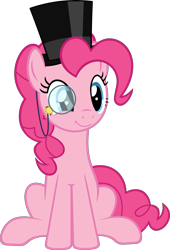 Size: 2381x3500 | Tagged: safe, pinkie pie, earth pony, pony, hat, monocle, simple background, top hat, transparent background, vector