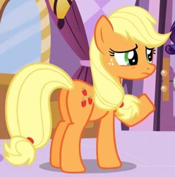 Size: 551x555 | Tagged: safe, screencap, applejack, earth pony, pony, the best night ever, cropped, plot