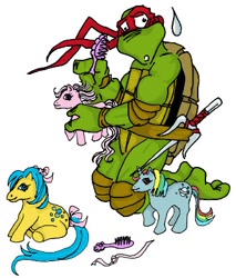 Size: 340x400 | Tagged: safe, artist:loolaa, bubbles (g1), g1, crossover, teenage mutant ninja turtles, toy