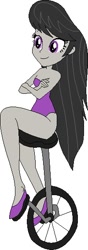 Size: 200x565 | Tagged: safe, artist:erichgrooms3, artist:selenaede, octavia melody, equestria girls, bare arms, bare shoulders, base used, clothes, crossed arms, legs, leotard, sexy, shoes, simple background, smiling, solo, unicycle, vector, white background