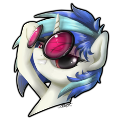 Size: 2000x2000 | Tagged: safe, artist:phoenixrk49, dj pon-3, vinyl scratch, pony, unicorn, bust, female, glasses, looking at you, mare, simple background, solo, white background