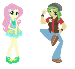 Size: 696x640 | Tagged: safe, artist:cheerful9, fluttershy, sandalwood, equestria girls, female, male, sandalshy, shipping, straight