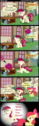 Size: 473x1536 | Tagged: safe, artist:coltsteelstallion, apple bloom, roseluck, ball, comic, rose