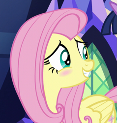 Size: 581x611 | Tagged: safe, screencap, fluttershy, pegasus, pony, flutter brutter, blushing, cropped, cute, shyabetes, smiling