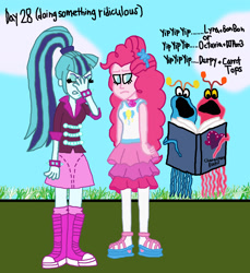 Size: 1700x1856 | Tagged: safe, artist:ktd1993, pinkie pie, sonata dusk, better together, equestria girls, facepalm, female, lesbian, pinata (ship), sesame street, shipping, the muppets, yip yips