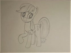 Size: 824x611 | Tagged: safe, artist:welive, applejack, earth pony, pony, monochrome, pencil drawing, solo, traditional art