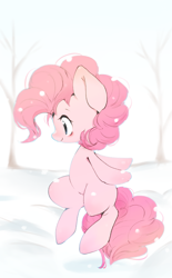 Size: 1044x1681 | Tagged: safe, artist:91o42, pinkie pie, earth pony, pony, female, mare, snow, solo, winter