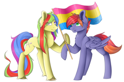 Size: 3000x2000 | Tagged: safe, oc, oc only, oc:ayvendil, pony, flag, lgbt, pansexual, pansexual pride flag, pride, russian, simple background, white background