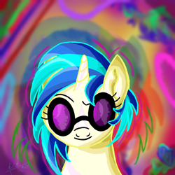 Size: 2500x2500 | Tagged: safe, artist:fedairkid, dj pon-3, vinyl scratch, pony, unicorn, bust, color porn, colored, eyestrain warning, portrait