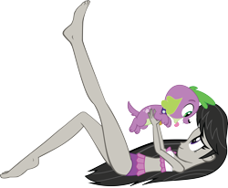 Size: 7446x6129 | Tagged: safe, alternate version, artist:efernothedragon, derpibooru exclusive, octavia melody, spike, spike the regular dog, dog, better together, equestria girls, clothes, hundreds of users filter this tag, not shipping, playing, simple background, swimsuit, transparent background, vector