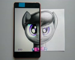 Size: 3050x2448 | Tagged: safe, artist:rsd500, octavia melody, earth pony, pony, bowtie, bust, digital art, duality, mixed media, portrait, traditional art