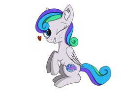 Size: 3413x2560 | Tagged: safe, artist:dranoellexa, artist:lunar froxy, oc, oc only, oc:spectral bolt, pegasus, pony, drawn on phone, female, freckles, heart, mare, simple background, solo, white background