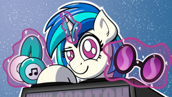 Size: 1920x1080 | Tagged: safe, artist:ashtoneer, dj pon-3, vinyl scratch, pony, glasses, headphones, magic, solo