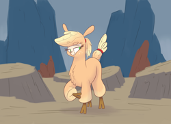 Size: 1800x1300 | Tagged: safe, artist:heir-of-rick, applejack, alpaca, daily apple pony, them's fightin' herds, community related, freckles, hidden cane, missing accessory, pose, smiling, species swap