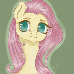 Size: 4000x4000 | Tagged: safe, artist:miriyastar, fluttershy, pegasus, pony, bust, female, looking at you, mare, portrait, simple background, solo