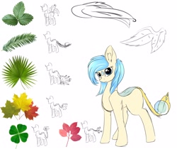 Size: 3000x2520 | Tagged: safe, artist:little-sketches, oc, oc only, original species, pony, female, high res, leaf, leaf pony, mare, reference sheet, simple background, solo, white background