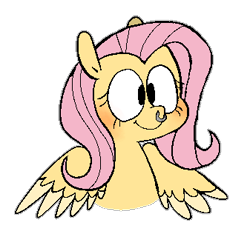 Size: 337x320 | Tagged: safe, artist:pinkiespresent, fluttershy, pegasus, pony, blushing, bust, cute, female, mare, nose piercing, nose ring, piercing, portrait, smiling, solo, spread wings, three quarter view, wings