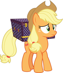 Size: 6400x7411 | Tagged: safe, artist:parclytaxel, applejack, earth pony, pony, made in manehattan, .svg available, absurd resolution, box, female, mare, scared, simple background, solo, transparent background, vector